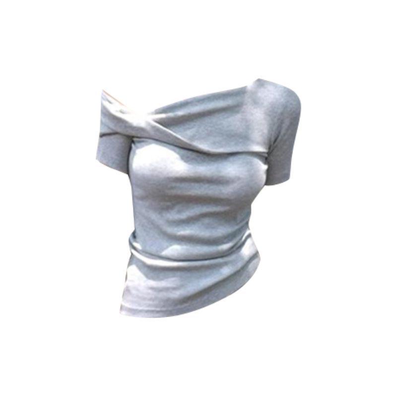 Women's Summer Modal One-Shoulder Slim Fit Korean Style T-Shirt