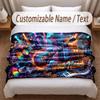 Music General Theme Soft Blanket Personalized Custom Name Text Print Warm Blanket Home Sofa Bedroom Decor