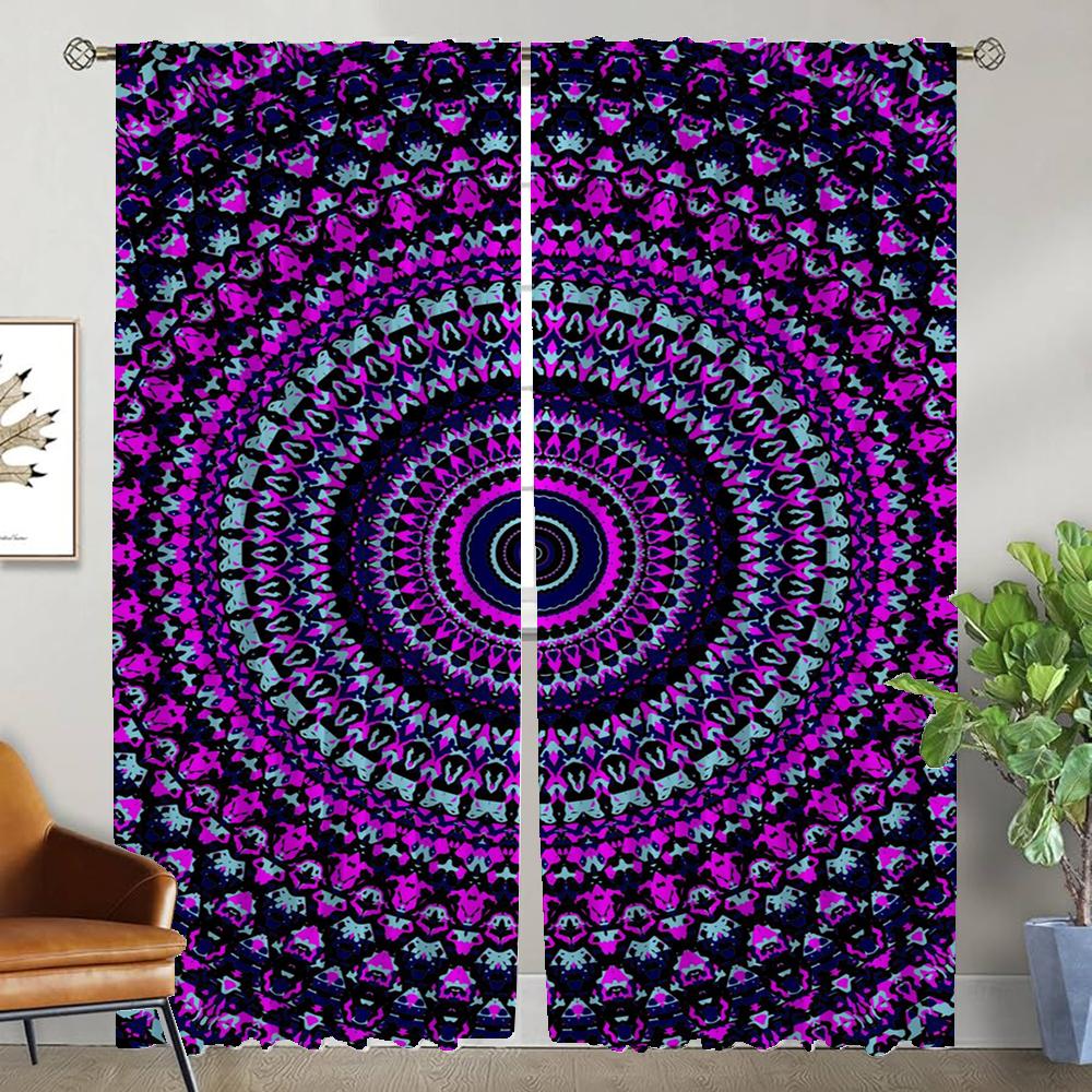 Blackout Curtain for Room 2 Panel Trippy Vibrant Mandalas Elegant Room Curtains Home Interior Curtains Partition Shades Living