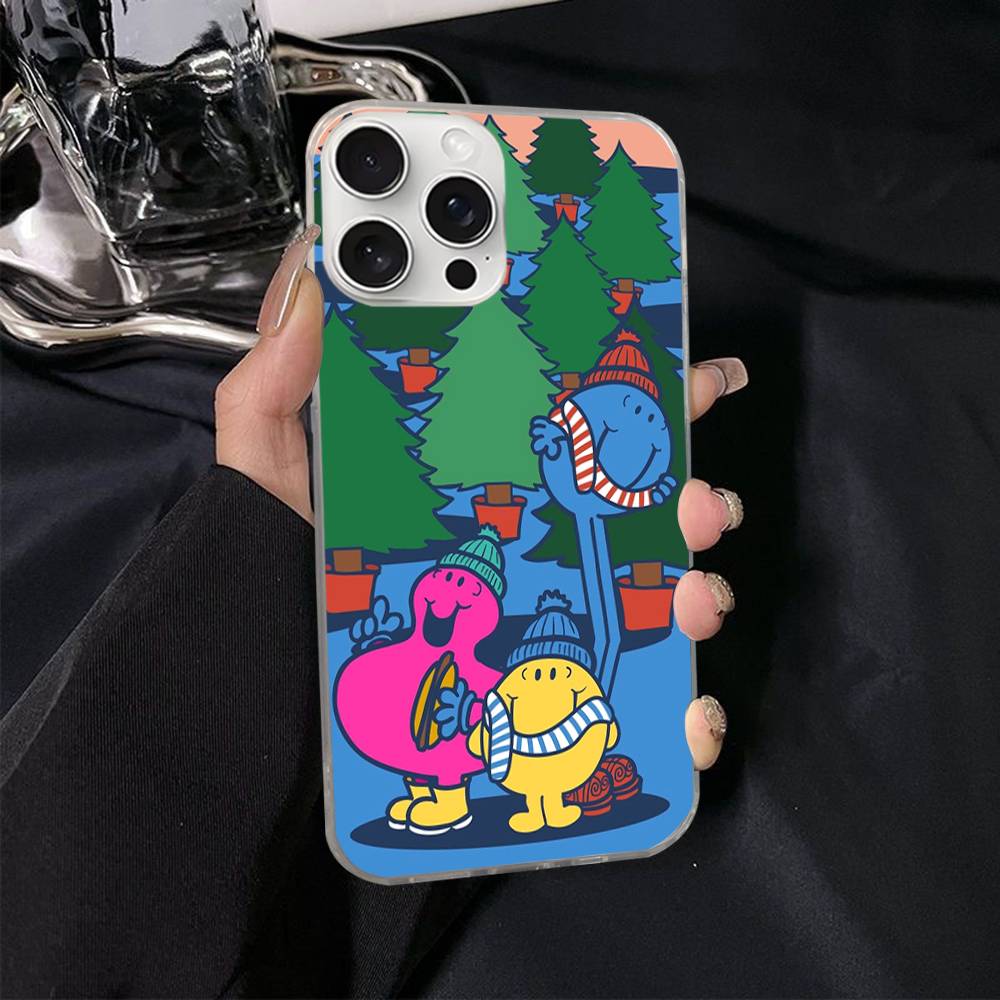 Gifts Mr Men And Little MisS Silver Gradient Pleated Water Ripple Phone Case For IPhone 17 16 15 14 13 12 11 Pro Max