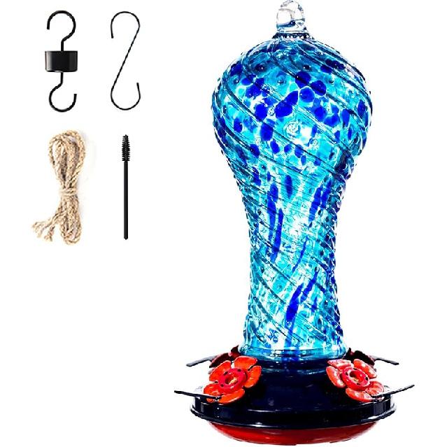 Muse Garden Gifts for Women Hummingbird Feeder Glass, 20oz Hummingbird Feeders for Outdoors Hanging Ant and Bee Proof, Mom Grandma Birthday Christmas