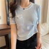 Fashion Girls Gentle Wind Temperament Round Neck Knitted Tops Women Casual Summer Essential Comfort and Style Slim Fit Pullovers Tees