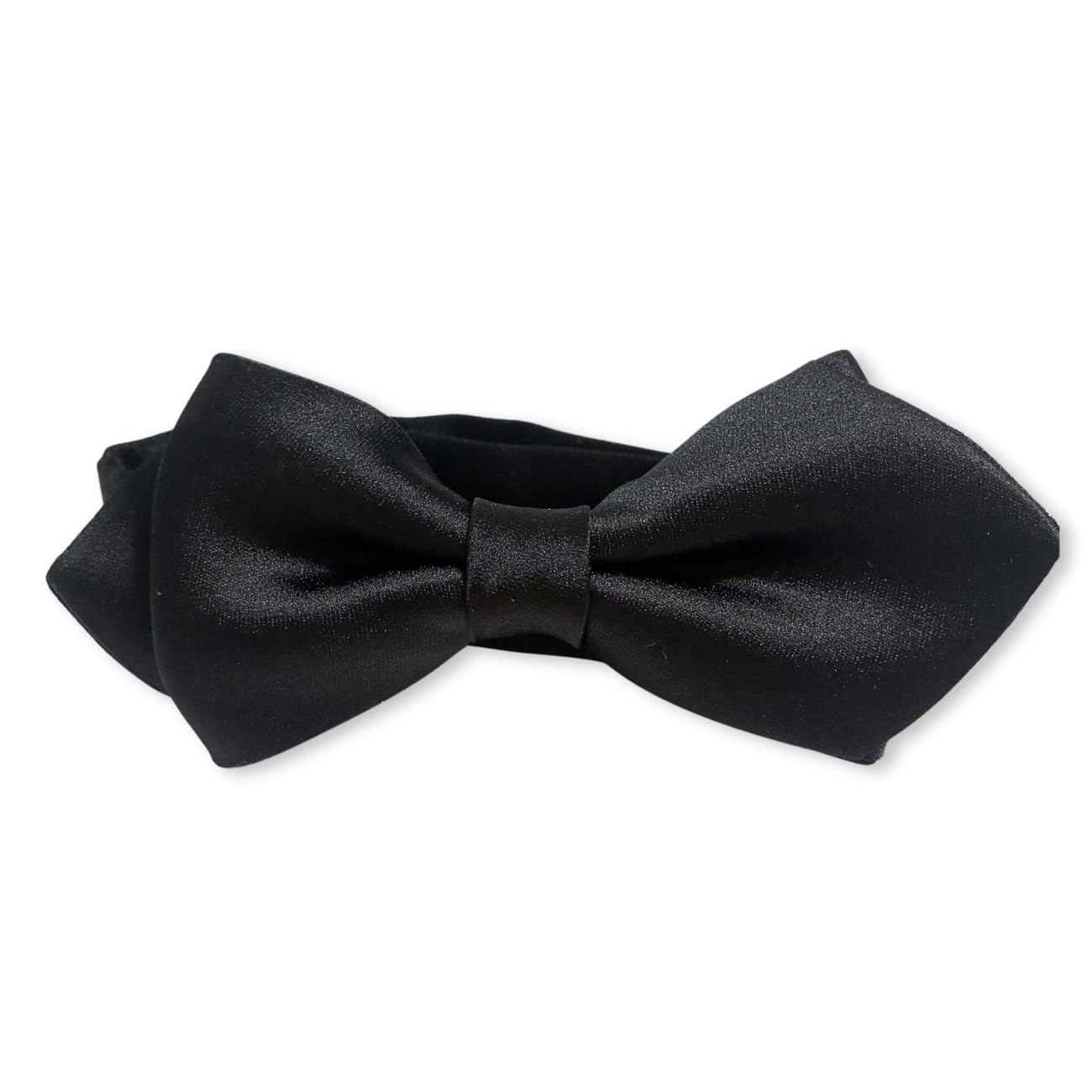 [D+Arts] Nishijin-ori Plain Bow Tie for Men, Formal Wear, Wedding, Party, Made in Japan, Silk Satin (Black)