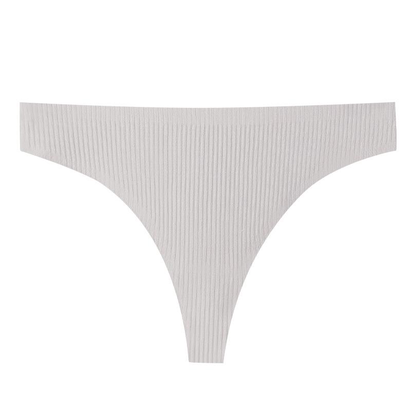 Pure Cotton Sexy Women's Thongs - Solid Color Ribbed T-Pants for Girls