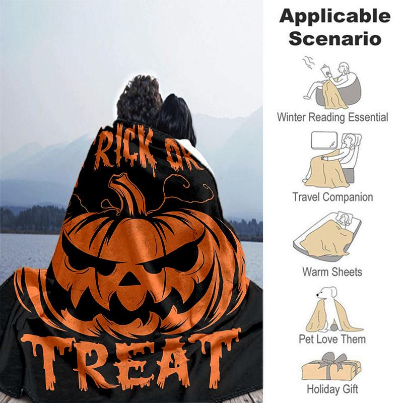 1pc Halloween Trick or Treat Blanket  Soft and Warm Home Decorative for All Seasons, Living Room, Travel, Camping, Car Blankets