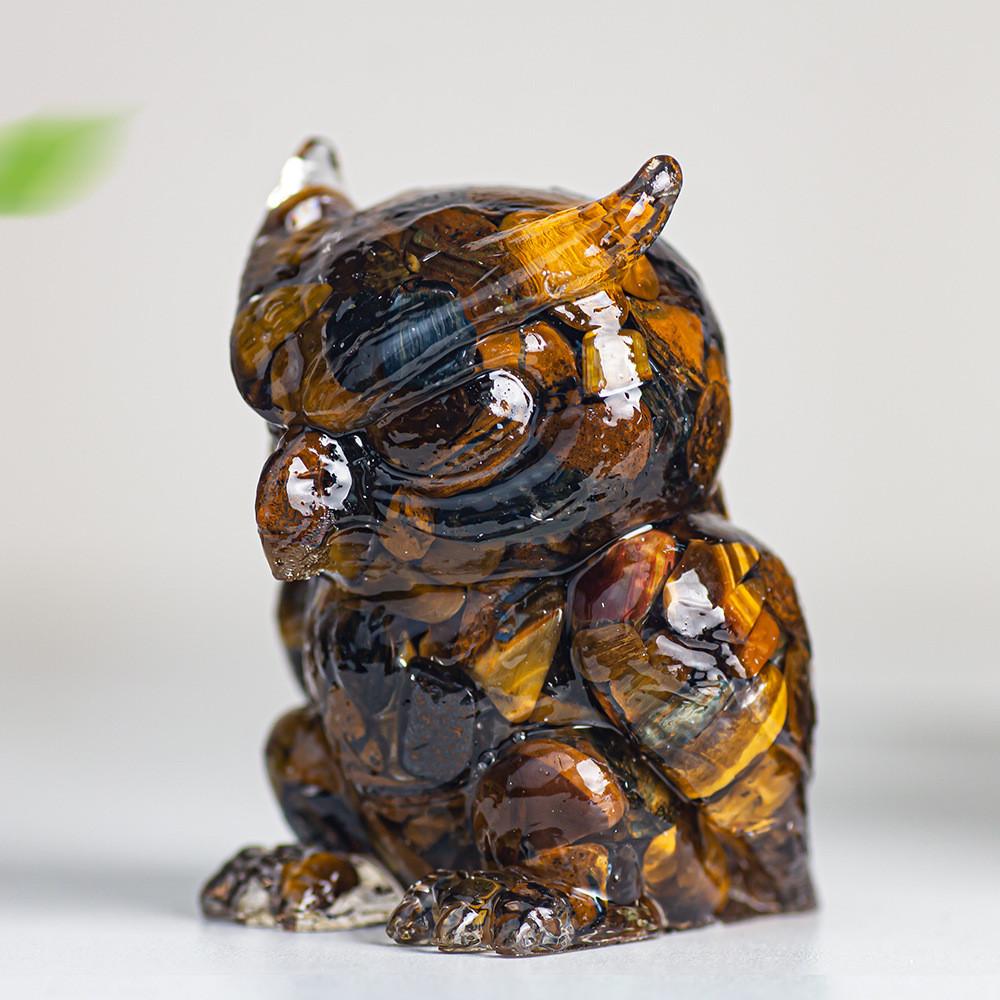 Resin Crystal Owl Figurine Home Decor Gift For Animal Lovers