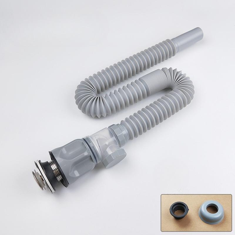 Sink Drain Kit with Extendable P-Trap, Can Be Installed Straight or Side-Mounted Drain Pipe, Sink Accessory, Sink Drain Pipe