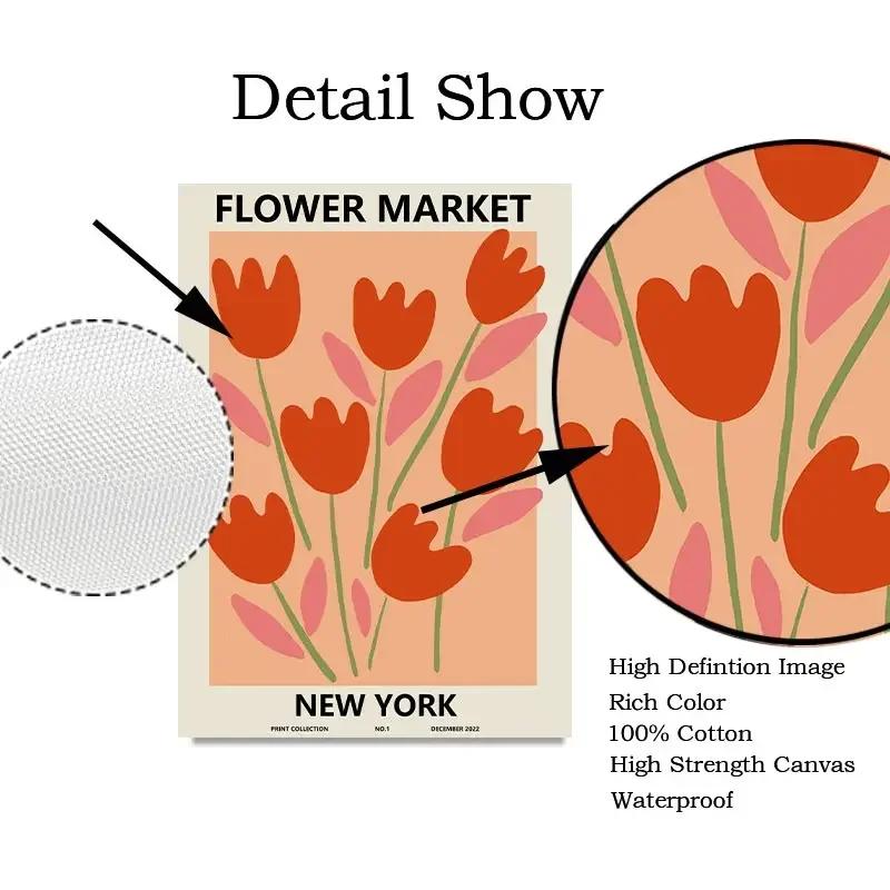 Flower Market Wall Art Decoration Colourful Spring Flowers Canvas Painting Abstract Living Room Room Poster Home Decoration