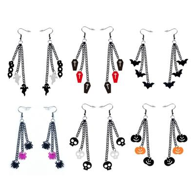 Skull Bat Spiders Dangle Earrings Women Long Goth Punk Pumpkin Black Earhook