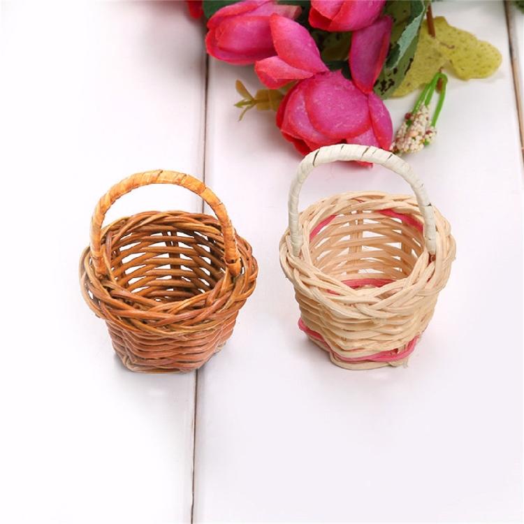 10pcs Small Baskets Wovens Basket with Handle Miniature Creatives Craft Supplies