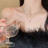 Women  Zircon Cross Pendant Necklace For Women Girl Double Layer Clavicle Chain Necklace Punk Party Jewelry