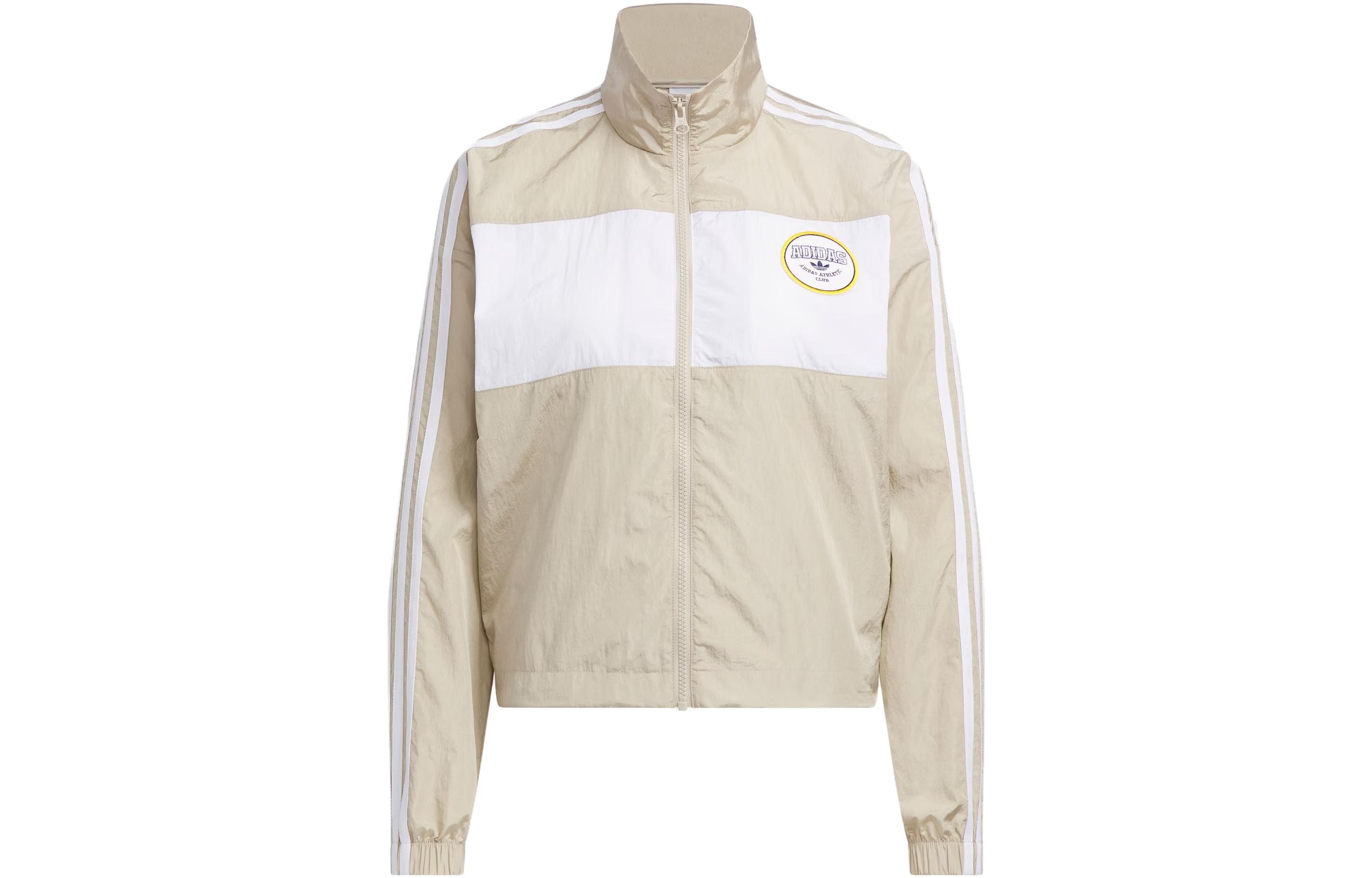 

Adidas Originals American Vintage Preppy Style Stand Collar Jacket Women s Beige Umber IU4774 XS