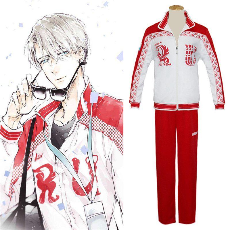 On Yuri Ice Viktor Victor Nikiforov Cosplay Sport Jersey Jacket Wig Pants