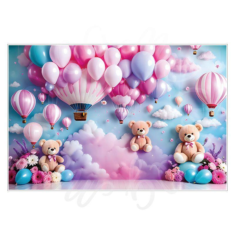 Balloon Cartoon Background Fabric  Children's Birthday Party Decoration Background Wall Fabric  Pet Photography Background Fabric