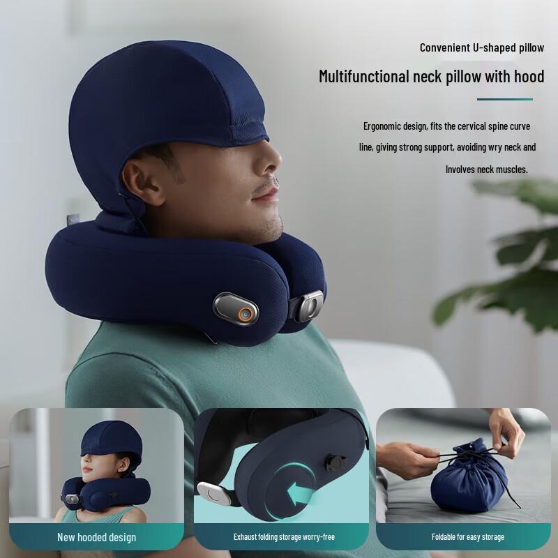 Philips Inflatable U-Shaped Neck Pillow with Eye Mask & Heat Function