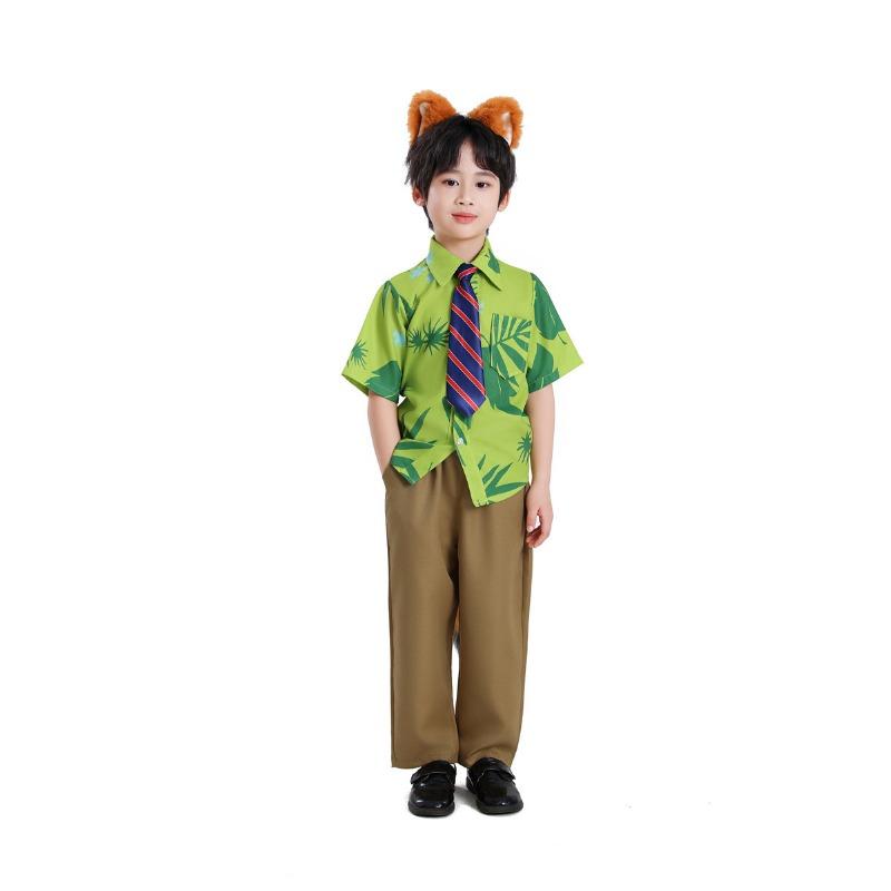 Crazy Animal City Nick Fox Clothing Children's Play Clothing Floral Short Sleeve Shirt Stage Performance Clothing