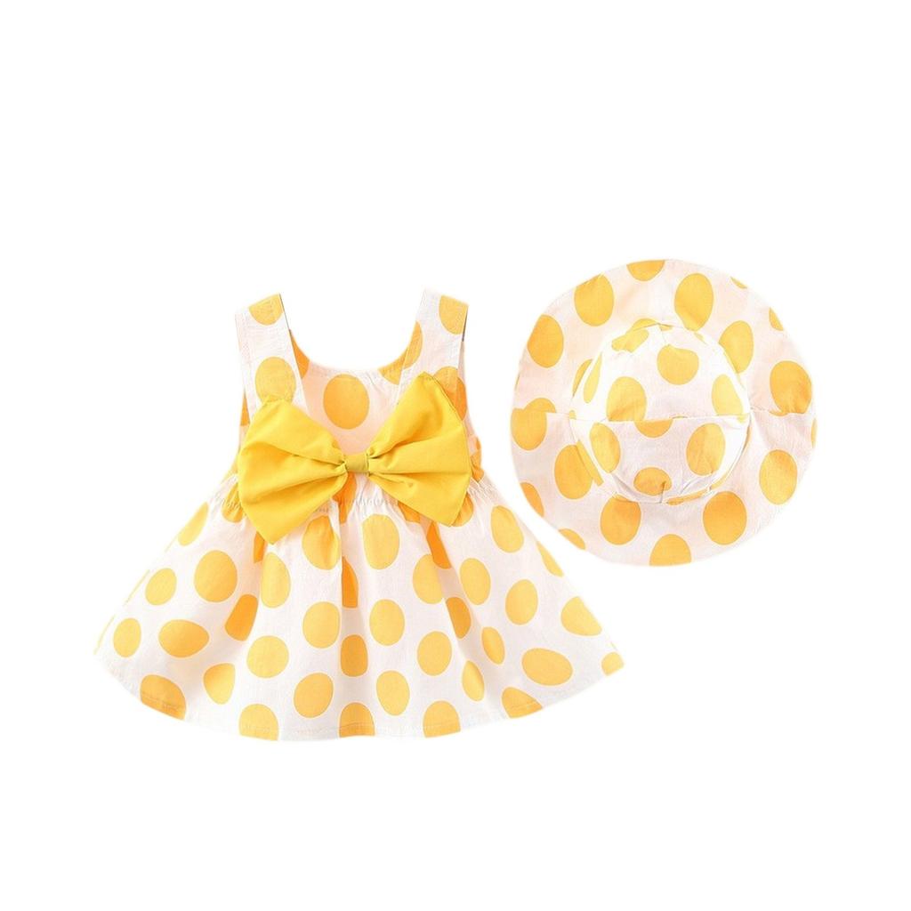 Summer Kids Sleeveless Dress & Hat Set - Cute Floral Print Princess Outfit