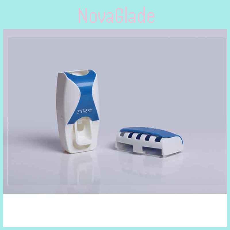 Convenient Lazy Toothpaste Dispenser With Sturdy Wall Mount Toothbrush Holder For Family Use