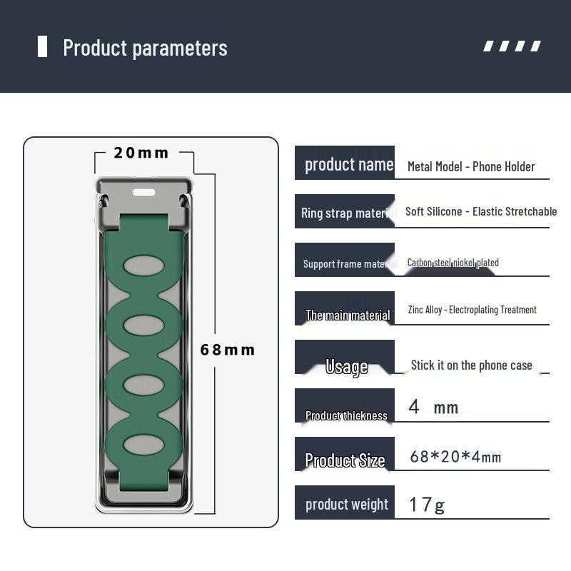 

3-in-1 Metal Phone Holder with Finger Ring & Lanyard Hole - Horizontal & Vertical Use, Portable Patent Design