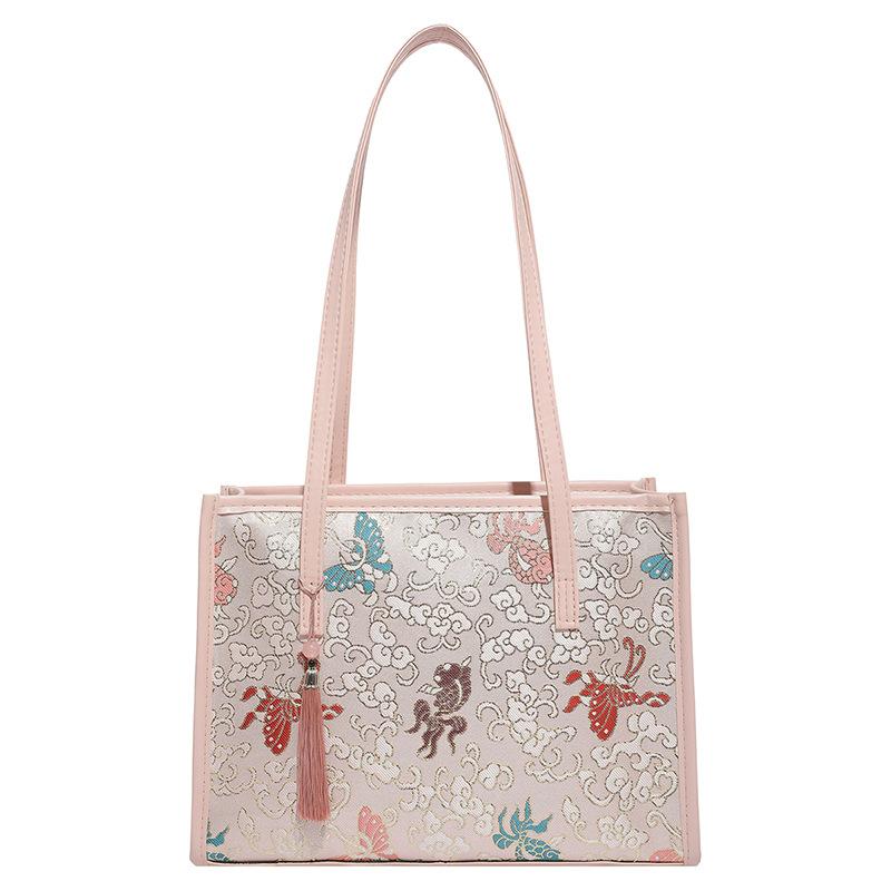 

Versatile embroidered bamboo tote bag women s summer new highend niche bucket bag