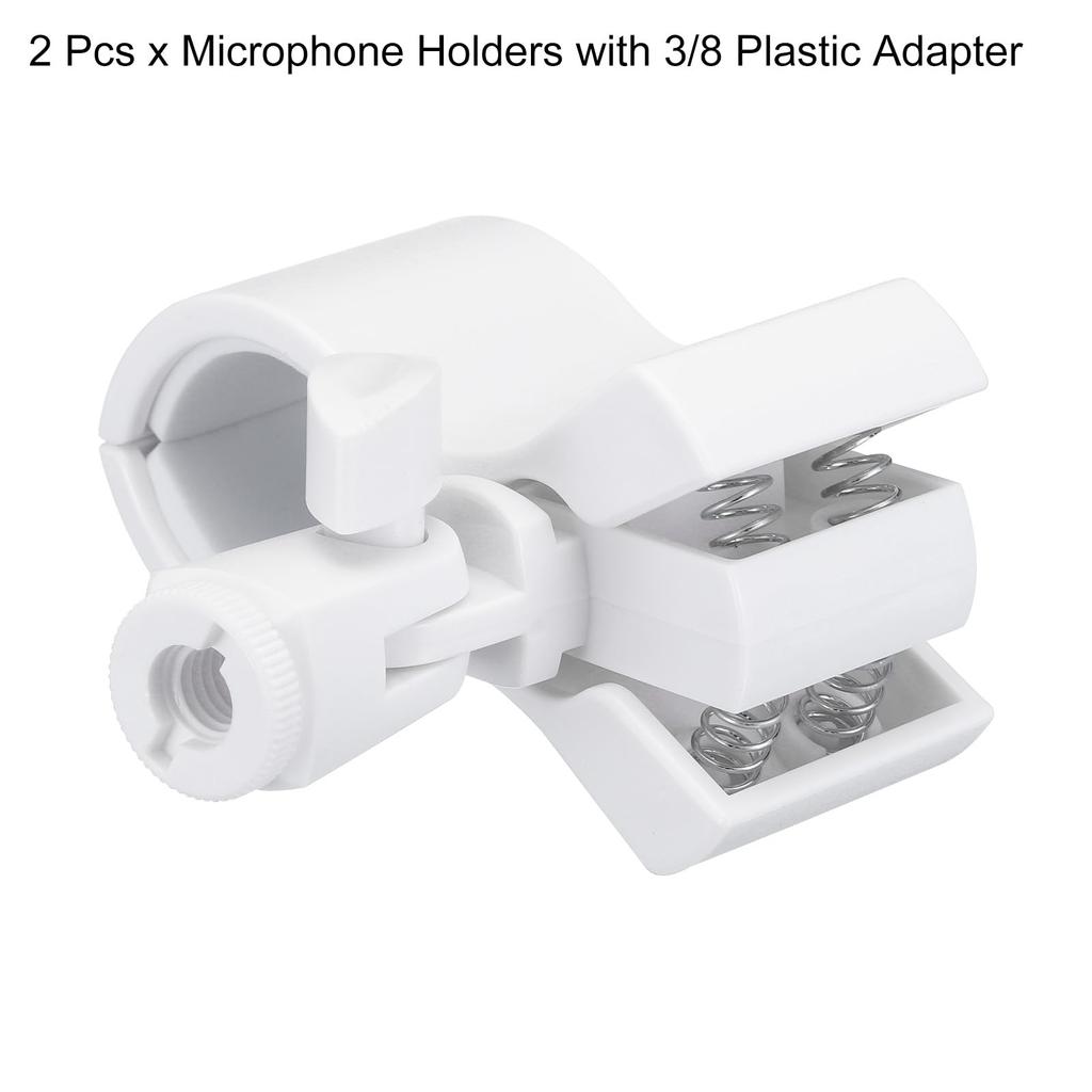 uxcell Microphone Holder, O.D. 32mm - 60mm Plastic Interface, Microphone Holder Clip with 38" Plastic Adapter for Lavalier Microphones, White, Set of
