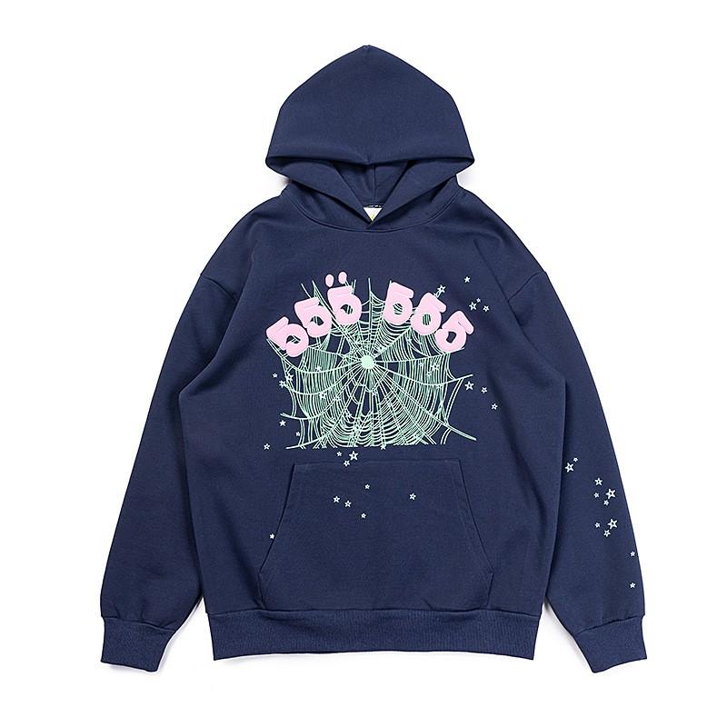 24 Street Spider Web 555 3D Puff Sweatshirt Pants Set Unisex High Casual Sporty