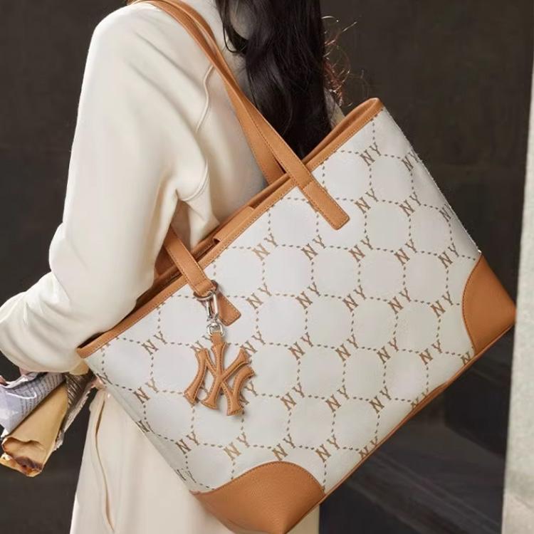 New MLB Polyester Tote Bag, Shopping Bag, Handbag, Shoulder Bag Unisex Cream 3AORL014N-50CRS