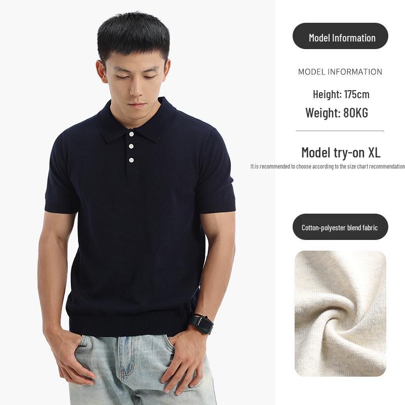 

Высококачественная мужская хлопковая футболка-поло с коротким рукавом - Деловой повседневный топ с воротником 3XL королевский синий