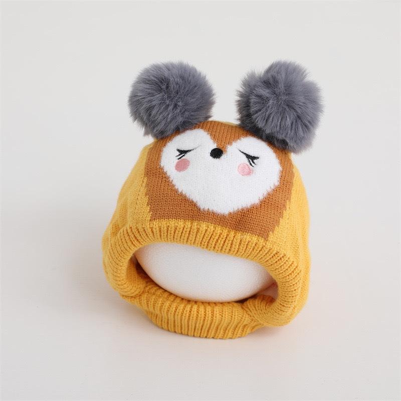 Children's hats Winter warm velvet ear caps Boys and girls snow caps Cute cartoon cold-proof baby knitted hats