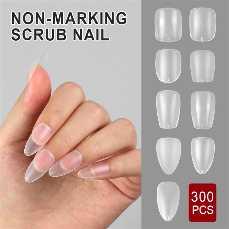 300Pcs Soft Gel Full Cover Short Matte Nail Tips Pre Shaped Acrylic False Nail Manicure Decoration for DIY Nail Art