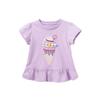 Cute Small Size in Purple Children's Summer Clothing round Neck Short Sleeve T-shirt