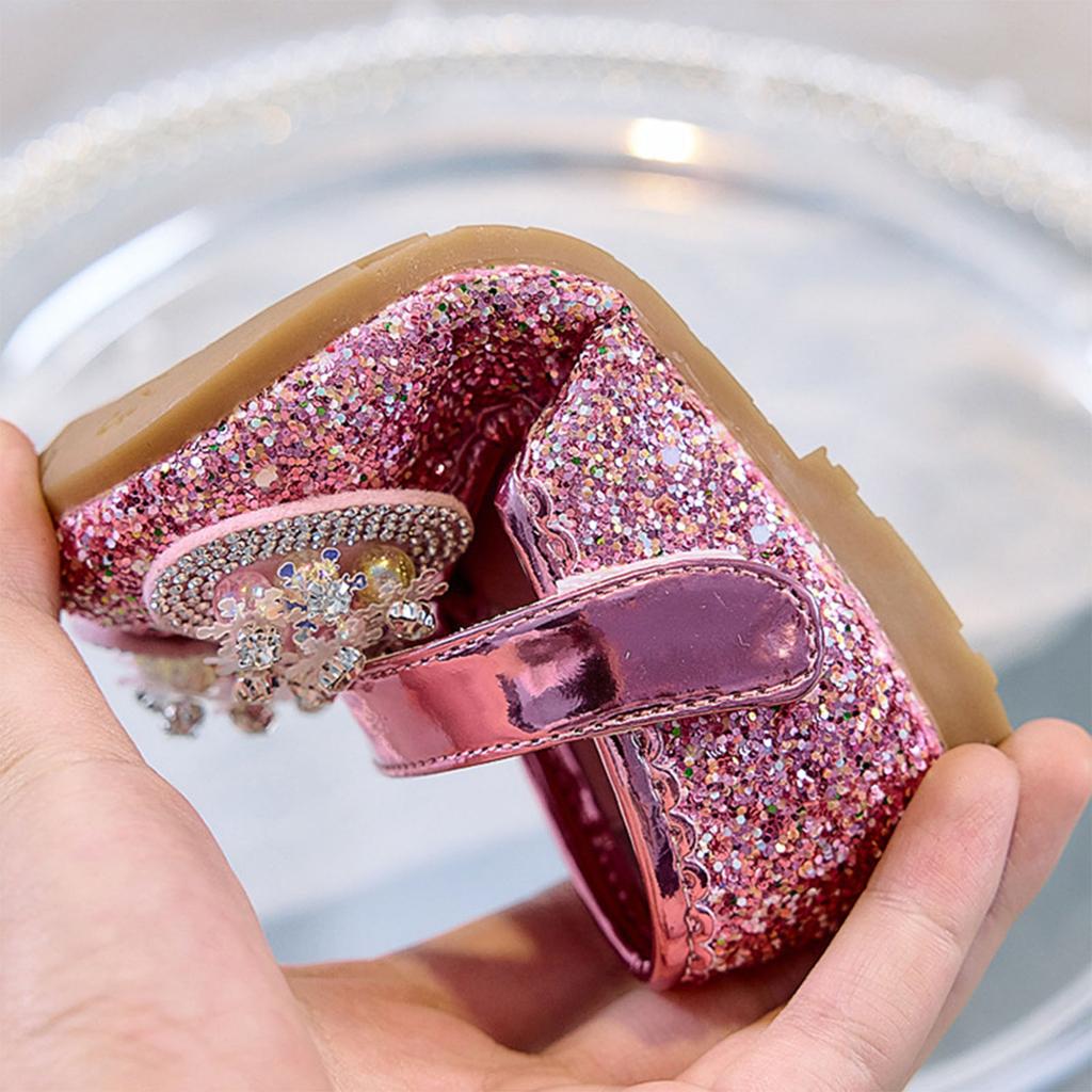2026 Children Shoes Girls Low Heel Princess Dance Sandals Kids Shoes Glitter Leather Fashion Girls Party Dress Wedding Shoes