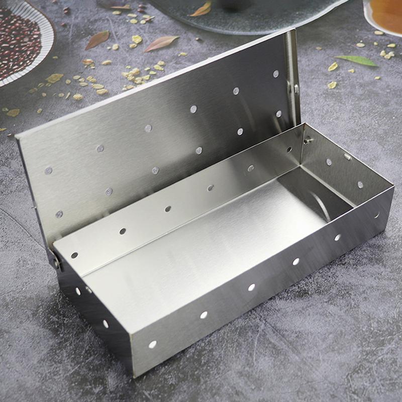 Outdoor Bbq Smoking Box, Lychee Wood Smoking Box, Thickened Stainless Steel Bbq Tool, Smoked Meat Box, Charcoal Box