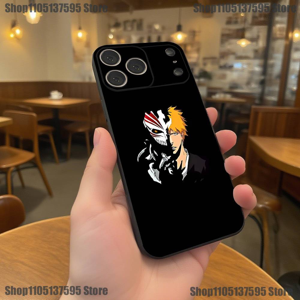 B-Bleach I-Ichigo Kurosaki Phone Case For iPhone 17,16,15,14,13,12,11,Pro,XS,Max,XR,Plus,E,SE4,Mini Black Soft Cover