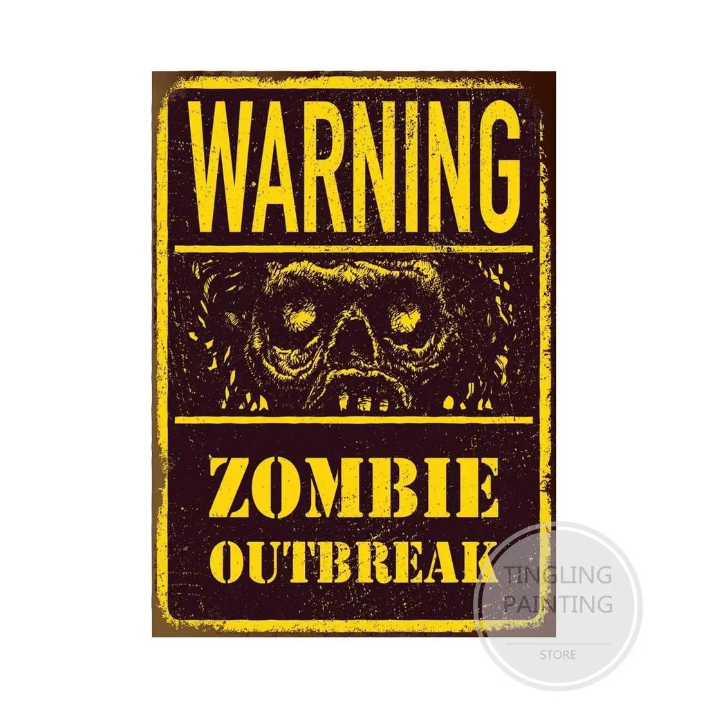 Warning Zombie Poster Danger Vintage Tin Signs Beware of Dog No Parking No Trespassing Metal Plate Garden Home Wall Decor