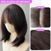 Brown Curly Wave Wigs Air Bangs 18 Inch  Fiber Synthetic Heat-resistant Deep Wave Hair Sweet And Natural Party or Selfie Korean Fashion