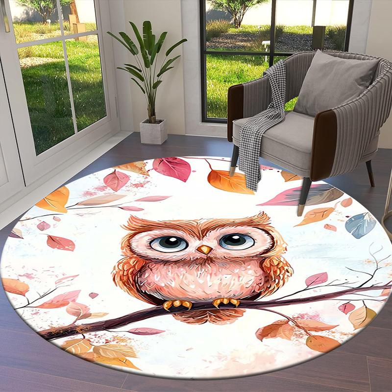 1pc Office Carpet Chair Mats Autumn Leaves Owl Branch Perfect for Decorating Office Chairs, Living Rooms, Or Bedrooms