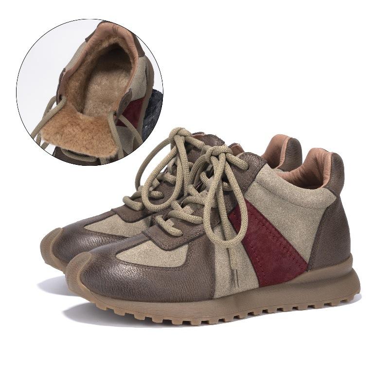 Skórzane niemieckie buty treningowe damskie aksamitne, termiczne, codzienne buty z wysokiej cholewki, pierwsza warstwa skóry bydlęcej, nowe buty sportowe damskie