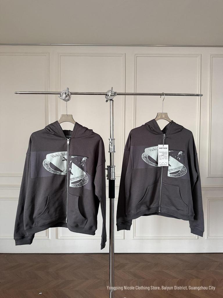 ERD Distressed Second Gen Letter Print Hooded Sweatshirt