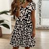 Damen Oversized V-Ausschnitt Kurzarm Kleid Mode Blumenmuster Locker geschnittenes Kleid Für den Alltag und Party