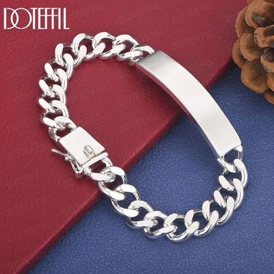 925 Sterling Silver Classic Smooth Surface Bracelet Fashion Wedding Jewelry