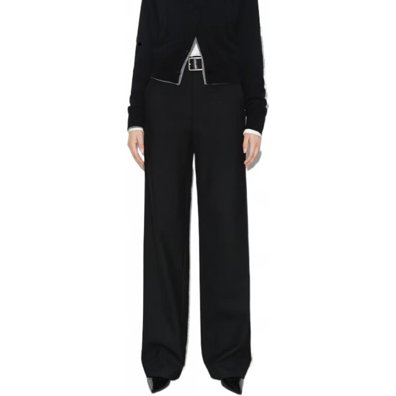 MO&Co. Women's Wool Blend Straight-Leg High-Waist Trousers