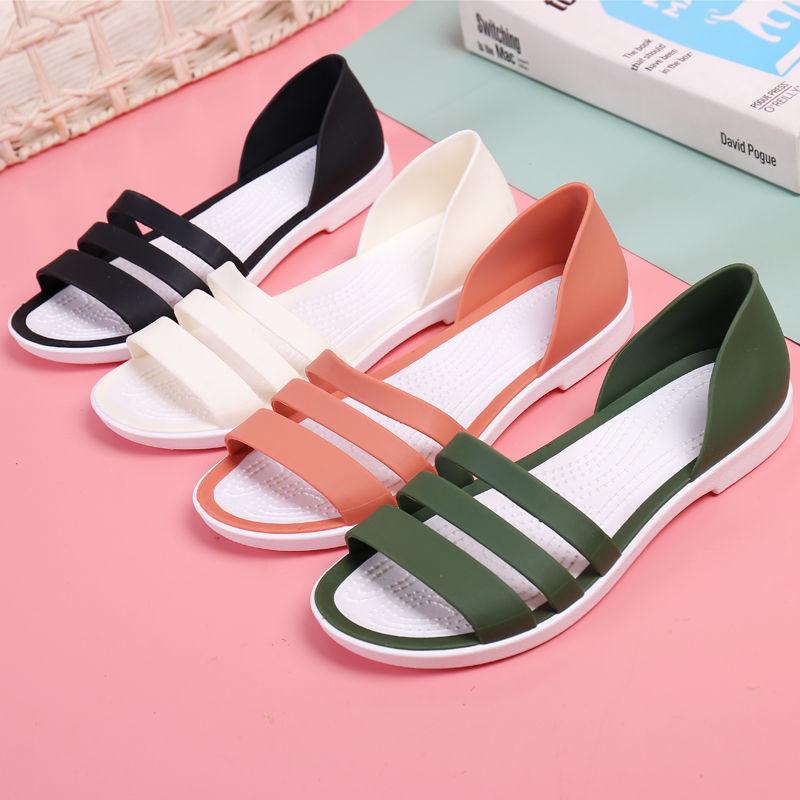 Sandales Plates Polyvalentes Chaussures en Gelée Plastique Antidérapantes Chaussures de Pluie Imperméables Chaussures d'Été de Plage pour Femmes Fée