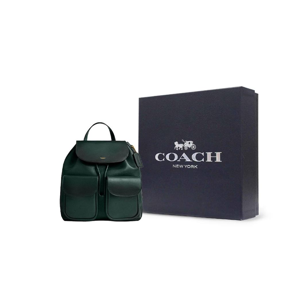 Coach Zaino in Pelle Crosby 28 Logo del Marchio Chiusura con Coulisse e Bottone Magnetico Grande Zaino da Donna Verde Giungla CW619-B4FOR