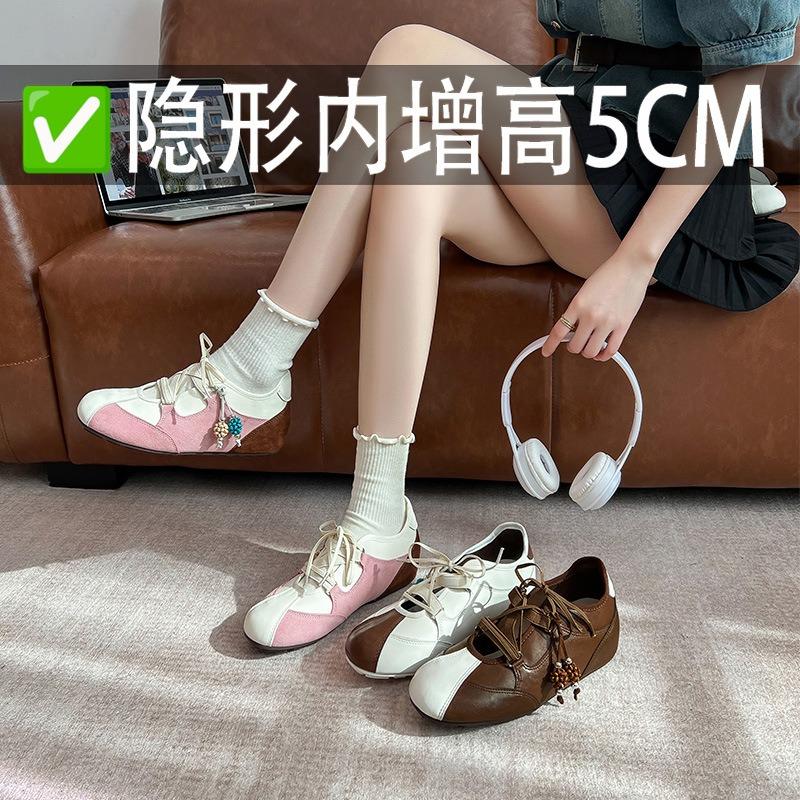 Invisible inner height increase German training shoes women's, spring new women's shoes shallow mouth casual Mary Jane shoes
