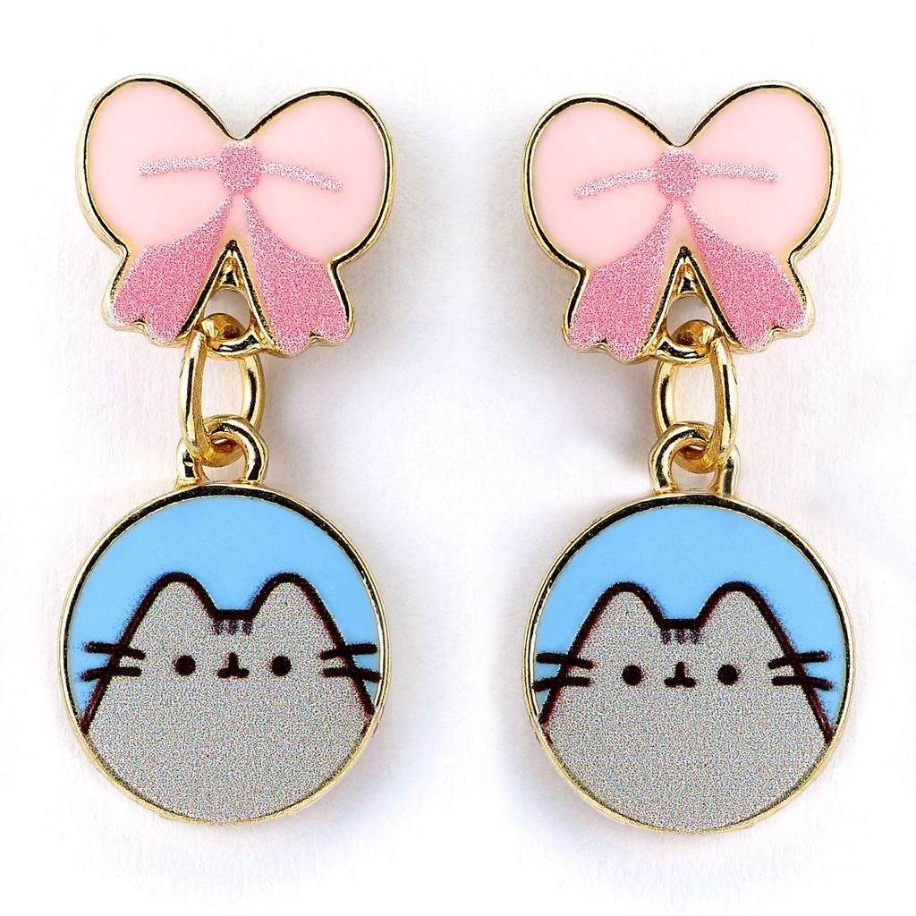 Pusheen the Cat Pink Bows Drop Earrings