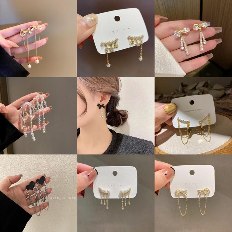 Boucles d'oreilles à longues pampilles pour femmes, style coréen Dongdaemun, design original, boucles d'oreilles polyvalentes