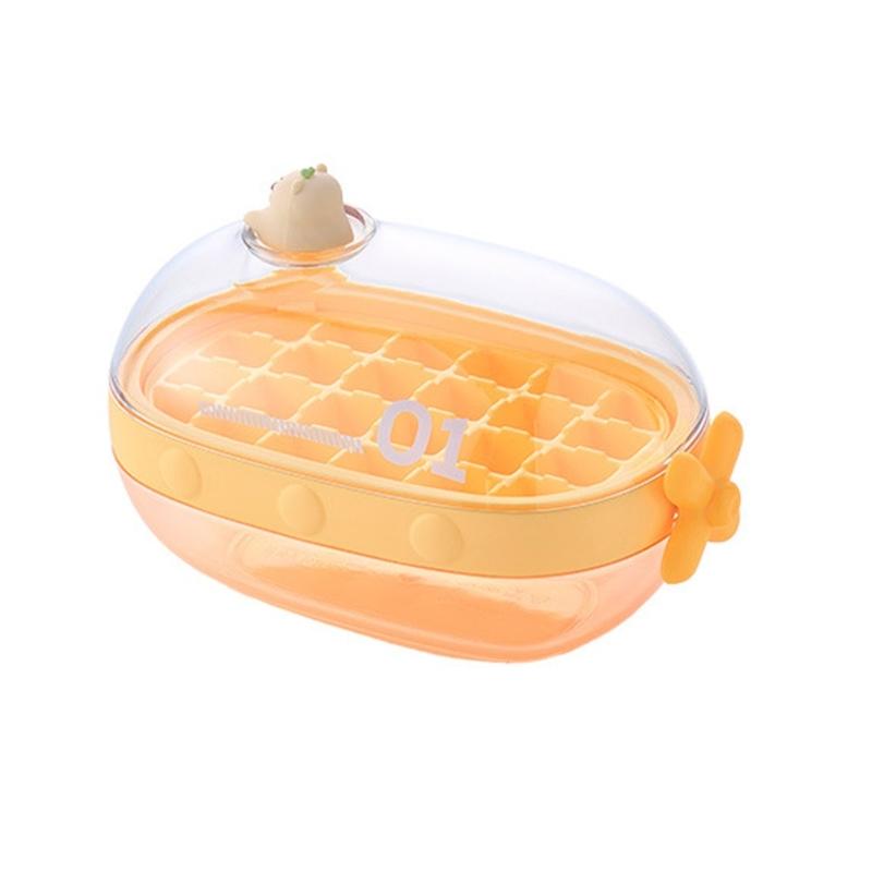 

Square Ice Cubes Tray With Lid for Freezer Food-Grade PET PVC Ice Cubes Mould for Baby Food Chilling Whiskey and Drink жёлтый
