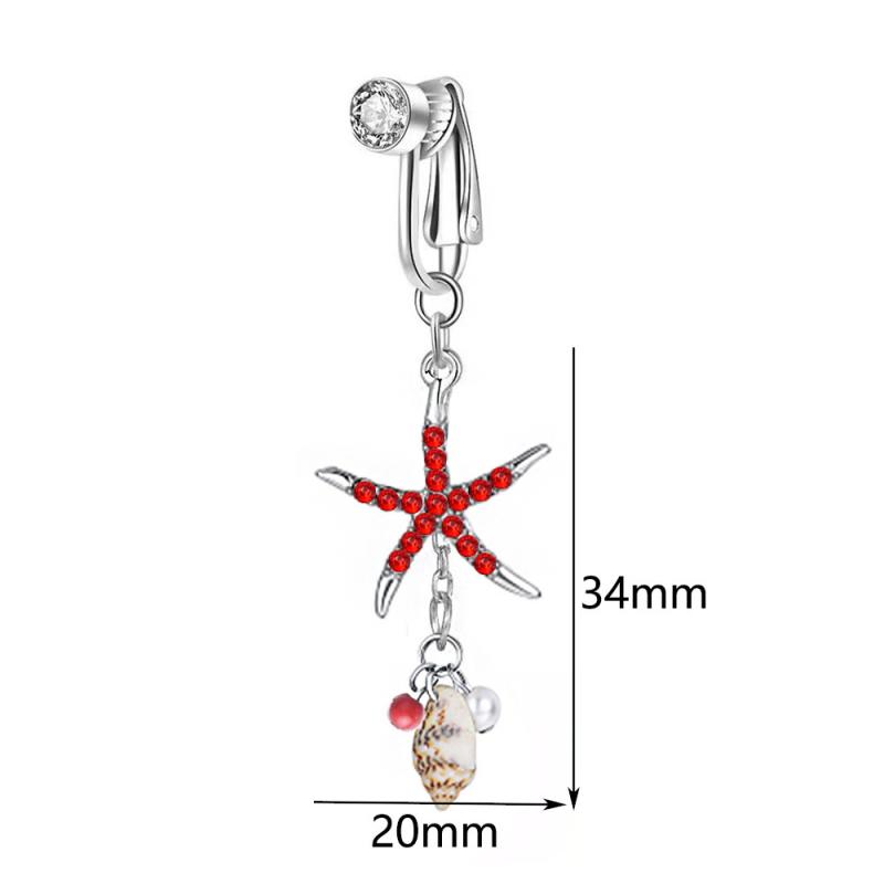 Seestern Diamant Muschel Anhänger Bauchnabelring Clip-On Bauchnabel Fake Piercing Zirkon Knorpel Clip-On Ohrring Körperschmuck