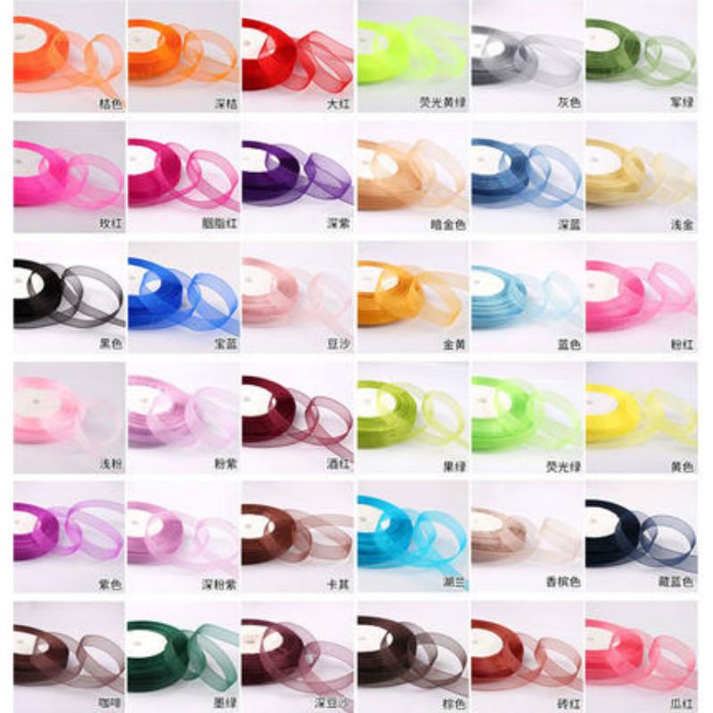 50yards/roll 12/15/20/25/40mm Organza Ribbon Wholesale Gift Wrapping Decoration Christmas Silk Ribbons Lace Fabric DIY Crafts